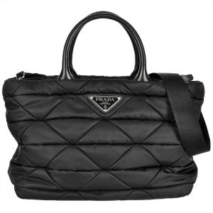 プラダ PRADA Re Nylon パデッド 2way トートバッグ ナイロン ナッパレザー 1BG436 ブラック キルティング