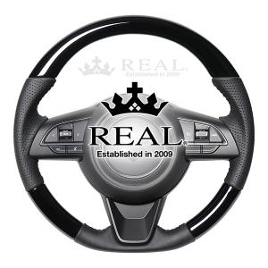 REAL（レアル） ステアリング ピアノブラック (ブラックステッチ