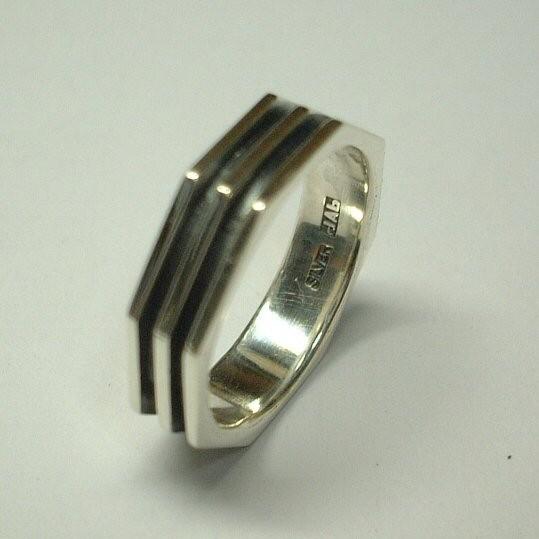 シルバーストライプ８角リング３　　dsr147-3
