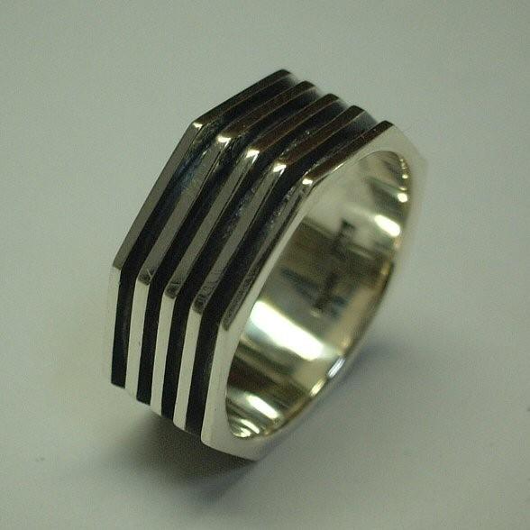 シルバーストライプ８角リング５　　dsr147-5