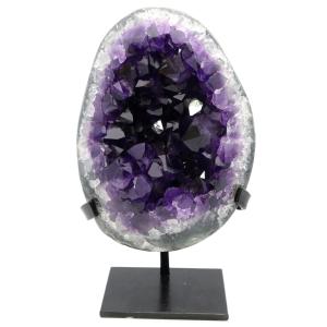 GOLD STONE アメジスト 笑口 丸玉 直径39mm 65g 台座付き ジオード 1点