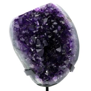 アメジスト クラスター 側面磨き 台座付き エクストラ グレード EX 紫水晶 置き物 原石 1.2kg ウルグアイ産 天然石 1点物 2月 誕生石 天然石 amethyst