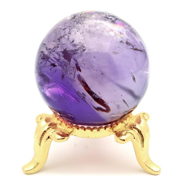 アメジスト 紫水晶 丸玉 ブラジル バイーア州産 直径約30mm 台座付き 1点もの スフィア 2月...