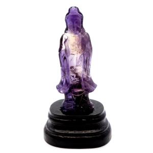 アメジスト 観音様 置き物 171g ブラジル バイーア州産 アメトリン 紫水晶 彫刻 彫り物 ヒーリング 天然石 1点もの 卓上サイズ Amethyst 敬老の日