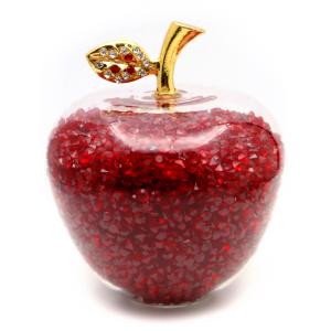 幸運のリンゴ ガラス クリスタル 置き物 縁起物 林檎 アップル 箱付き 風水 幸福 幸運 父の日 贈り物 プレゼント ギフト 贈り物