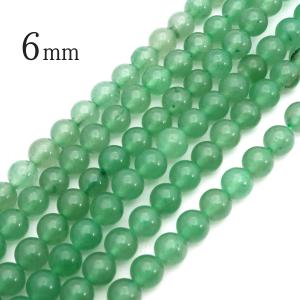グリーンアベンチュリン 一連 ビーズ 6mm 天然石 緑アベンチュリン インド翡翠 丸玉 パワーストーン ブレスレット ハンドメイド アクセサリー パーツ