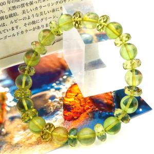 グリーン アンバー ブレスレット 9mm ボタンカット バルト海産 バルティックアンバー 琥珀 こはく 天然石 パワーストーンamber 敬老の日