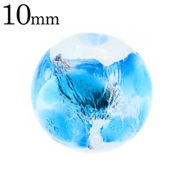 ホタルガラス 粒売り ブルー ホワイト 10mm ビーズ 1粒 桃色 青色 とんぼ玉 ほたる 蛍 ト...