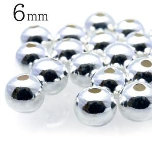 シルバー925 ビーズ パーツ 6mm 1個入り ラウンド 大穴 アクセサリー スペーサー 丸 太い穴 メタルビーズ ハンドメイド アクセサリー 材料 クラフト