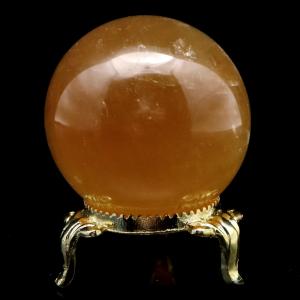 GOLD STONE ゴールデン カルサイト 丸玉 台座付き AAA 直径約67mm 虹