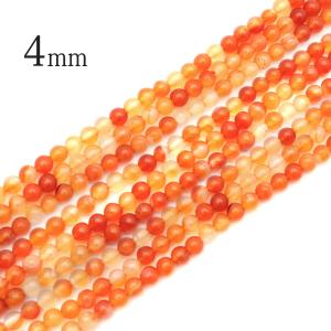 カーネリアン 一連 ビーズ 1本売り 4mm 約95玉前後 瑪瑙 オレンジ 赤褐色 長さ38cm前後 7月 誕生石 パーツ ハンドメイド 手作り 天然石 パワーストーン