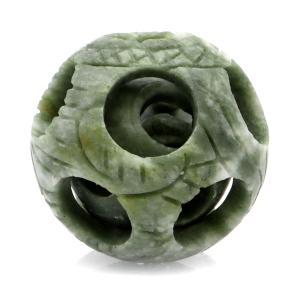 ネフライト 天球 多層構造 透かし細工 丸玉 1点もの 直径 53mm インド翡翠 ツーソン展示会商品 幸運を呼び込む 神秘の球体 天然石 パワーストーン 爆買