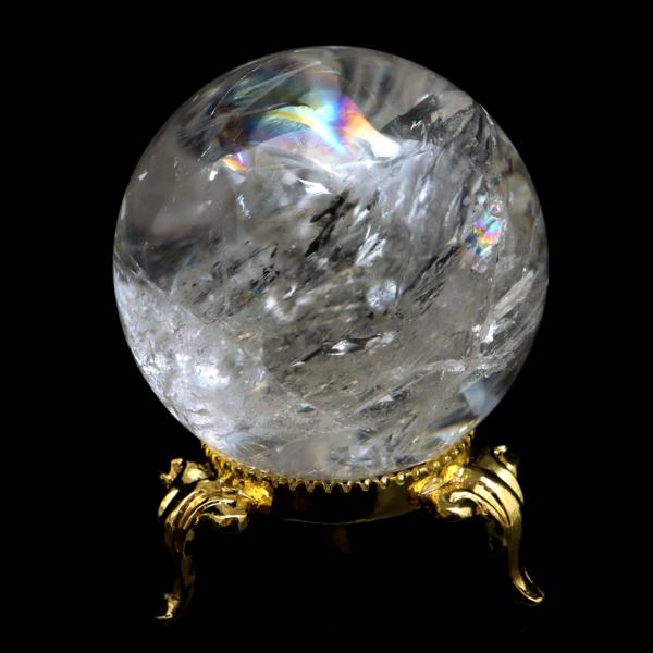 レムリアンシード 水晶 丸玉 台座付き ブラジル バイーア州 アレグレ産 直径43mm 1点もの 虹...