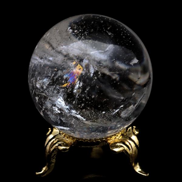 レムリアンシード 水晶 丸玉 台座付き ブラジル バイーア州 アレグレ産 直径37mm 1点もの 虹...