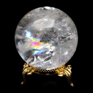 レムリアンシード 水晶 丸玉 台座付き ブラジル バイーア州 セントセ産 AAAAA 直径43mm 1点もの 虹入り レインボー 天然石 証明書付き ヒーリング