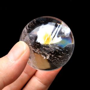 レムリアンシード 水晶 丸玉 台座付き ブラジル バイーア州 セントセ産 AAAAA 直径38mm 1点もの 虹入り レインボー 天然石 証明書付き ヒーリング