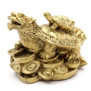 龍亀 ロングイ 置き物 彫刻 Mサイズ 銅製 置物 龍 ドラゴン 開運 龍の置き物 商売繁盛 運気上昇 玄関 正月 新年 縁起物 彫り物 竜 辰年 風水 財運 敬老の日