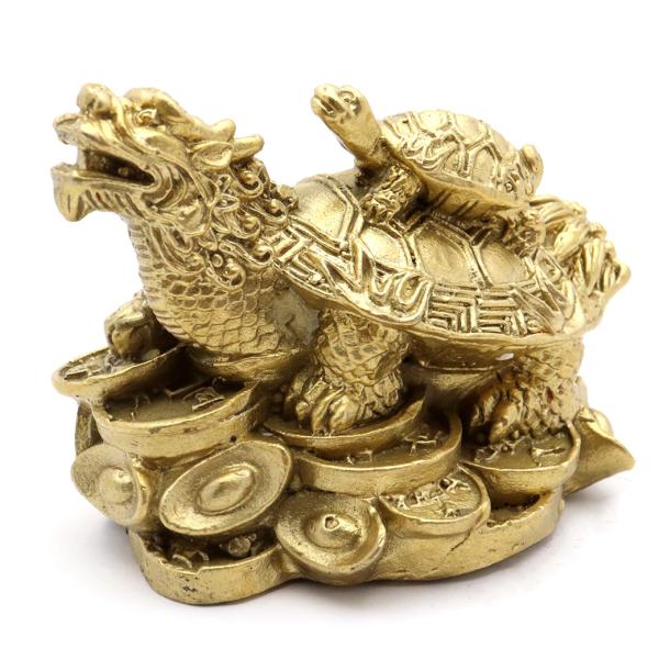龍亀 ロングイ 置き物 彫刻 Mサイズ 銅製 置物 龍 ドラゴン 開運 龍の置き物 商売繁盛 運気上...