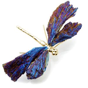 とんぼ 置き物 GOLD カイヤナイト 天然石付き オーラ加工 虫 モチーフ オブジェ インテリア 風水 浄化 トンボ パワーストーン 置物 ヒーリング 爆買 クリスマス