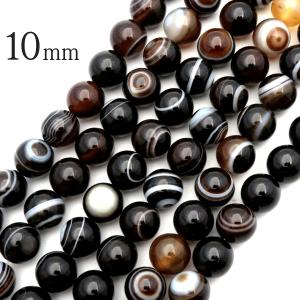天眼石 一連 ラウンド ビーズ 10mm 長さ約38cm 瑪瑙 アゲート 天然石 パワーストーン ブラック 材料 ハンドメイド パーツ 手芸 手作り