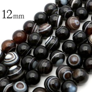 天眼石 一連 ラウンド ビーズ 12mm 長さ約38cm 瑪瑙 アゲート 天然石 パワーストーン ブラック 材料 ハンドメイド パーツ 手芸 手作り