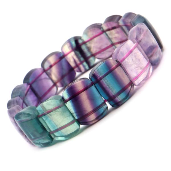 レインボー フローライト バングル ブレスレット マルチカラー オーバル グリーン パープル 蛍石 ...