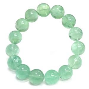 グリーン フローライト ブレスレット 13.5mm 透明感 1点物 モンゴル産 ほたるいし 蛍石 天然石 パワーストーン 1点物 爆買 父の日