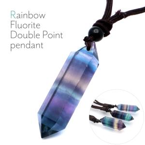 レインボー フローライト ポイント ペンダント ロング ネックレス マルチカラー 天然石 パワーストーン おしゃれ 蛍石 Rainbow Fluorite 敬老の日