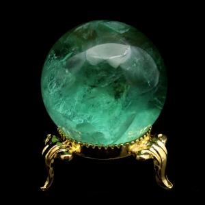 グリーン フローライト AAA 丸玉 直径 約37.4mm スフィア 台座 蛍石 天然石 1点もの パワーストーン Fluorite