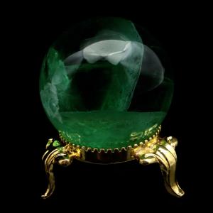 グリーン フローライト AAA 丸玉 直径 約37.1mm スフィア 台座 蛍石 天然石 1点もの パワーストーン Fluorite