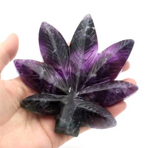 フローライト 置物 楓 もみじ 天然石 蛍石 ほたるいし 彫刻 彫り物 葉 リーフ パワーストーン レインボー オブジェ インテリア ヒーリング