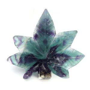 フローライト 置物 楓 もみじ 天然石 蛍石 ほたるいし 彫刻 彫り物 葉 リーフ パワーストーン レインボー オブジェ インテリア ヒーリング