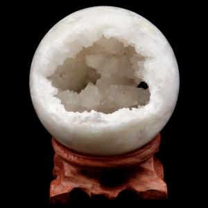 水晶 ジオード 丸玉 直径75mm モロッコ産 1点物 天然石 笑口 原石 ヒーリング スフィア パワーストーン 台座付き