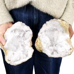 水晶 カルサイト 割れている ジオード ペア AAA 特大 3.3kg 晶洞 原石 モロッコ・スマラ産 パワーストーン ドーム 天然石 ブレスレットの浄化に