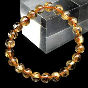 タイチン ルチルクォーツ AAAAA 1点物 ブレスレット 8mm 金針 水晶 天然石 パワーストーン ゴールド 金運 仕事運 おしゃれ メンズ 希少 レア 爆買