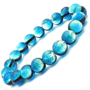 GOLD STONE 光る ホタルガラス ブレスレット ヨナグニブルー 12mm