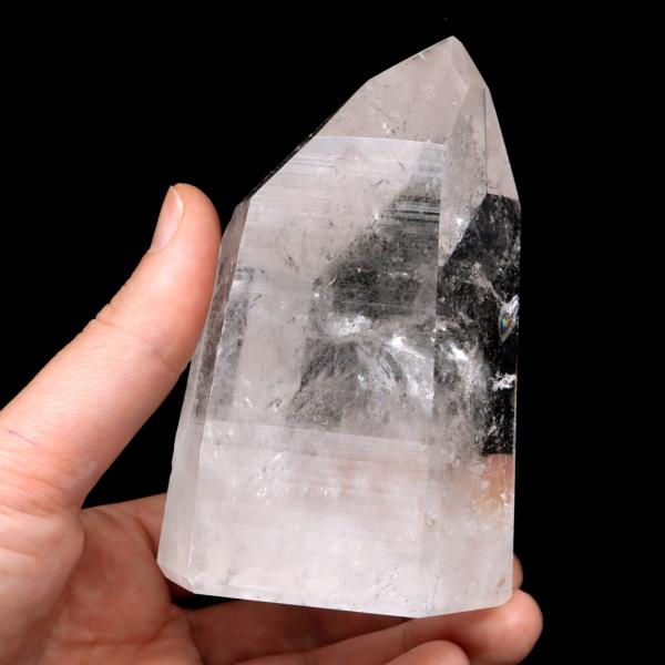 レムリアンシード 水晶 六角柱 ポイント 一部面残し 研磨磨き 445g 1点もの AAA 虹入り ...