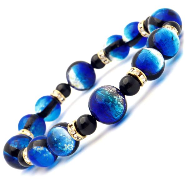 光る ホタルガラス ヨナグニブルー ブレスレット 沖縄 人気 お土産 パワーストーン 敬老の日 敬老...