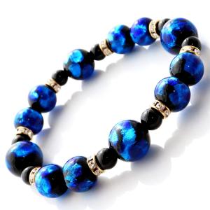 GOLD STONE 光る ホタルガラス ブレスレット ヨナグニブルー 12mm