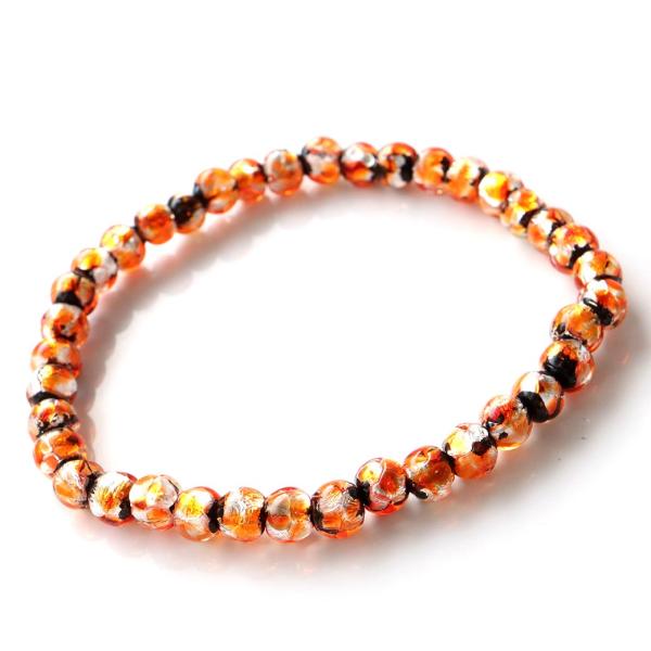 ホタルガラス ブレスレット メンズ レディース 6mm ハロウィン パンプキン カラー とんぼ玉 沖...