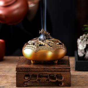 香炉 おしゃれ お香立て 真鍮製 龍 鳳凰 蓋...の詳細画像4