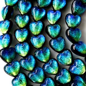 光る ケラママリン ホタルガラス ハート型 約12 x