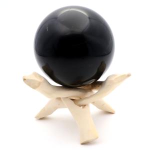 モリオン 黒水晶 丸玉 木製台座付き 直径 71mm 山東省産 天然石 パワーストーン 1点もの 置き物 インテリア 置物 開運 原石