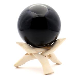 モリオン 黒水晶 丸玉 木製台座付き 直径 78mm 山東省産 天然石 パワーストーン 1点もの 置き物 インテリア 置物 開運 原石