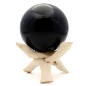 モリオン 黒水晶 丸玉 木製台座付き 直径 73mm 山東省産 天然石 パワーストーン 1点もの 置き物 インテリア 置物 開運 原石