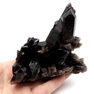 モリオン 黒水晶 原石 クラスター ポイント 山東省産 374g 1点物 浄化 魔除け 天然石 パワーストーン Morion quartz