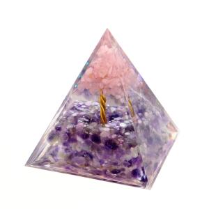 オルゴナイト ピラミッド 招財樹 ツリー 天然石 さざれ アメジスト ローズクォーツ 幅 約5cm orgonite pyramid  置物 パワーストーン 爆買 クリスマス