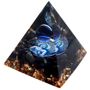 オルゴナイト ピラミッド オブシディアン さざれ 黒曜石 如来 orgonite pyramid 置物 天然石 パワーストーン 浄化 No15 爆買