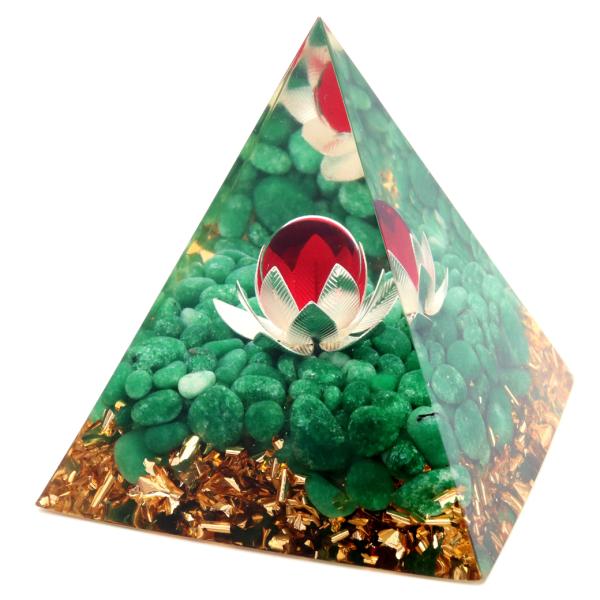 オルゴナイト ピラミッド 蓮の花 orgonite pyramid  置物 天然石 パワーストーン ...