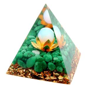 オルゴナイト ピラミッド 蓮の花 orgonite pyramid  置物 天然石 パワーストーン 浄化 母の日 2024 プレゼント｜goldstone